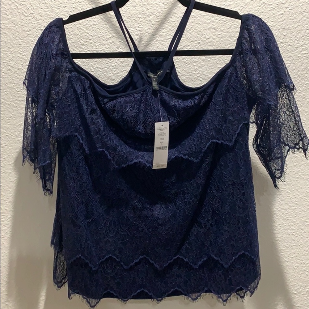 White House Black Market NavyBlue Off the Shoulder